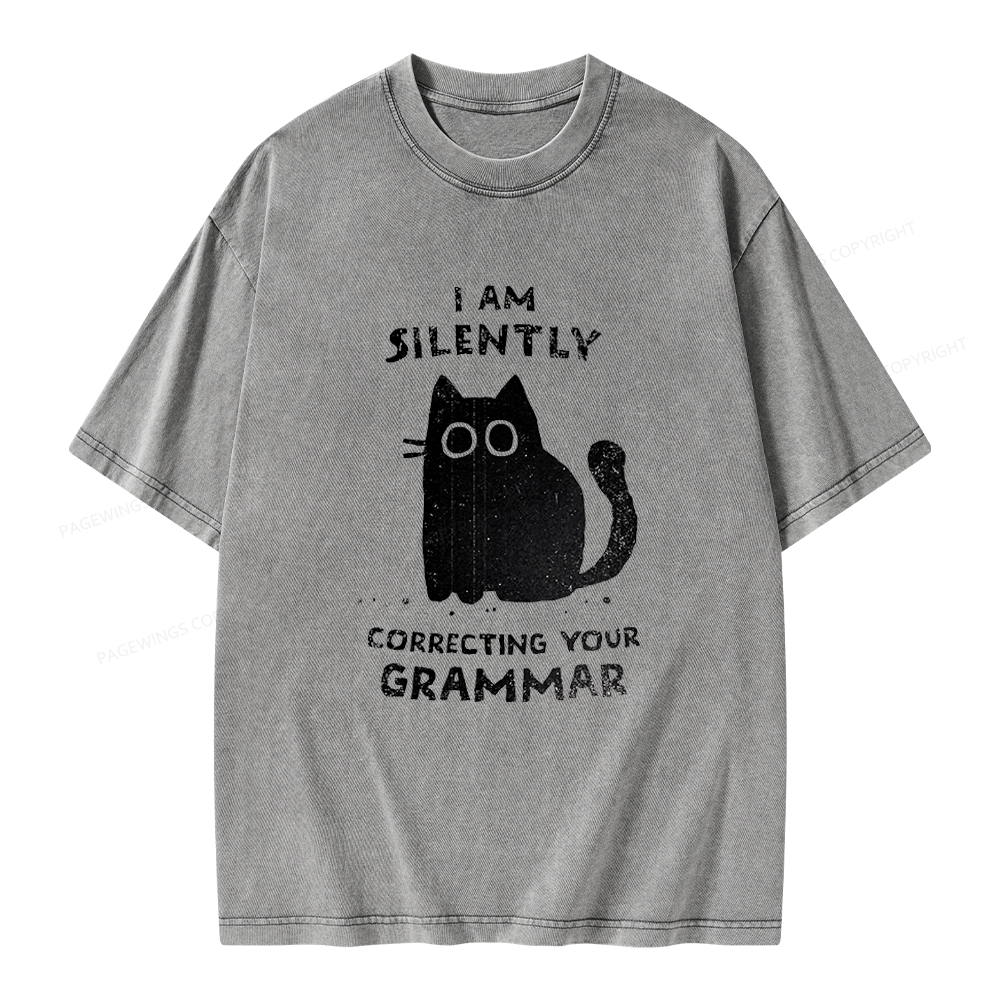 Pagewing Silently Correcting Your Grammar Unisex Washed T-shirt