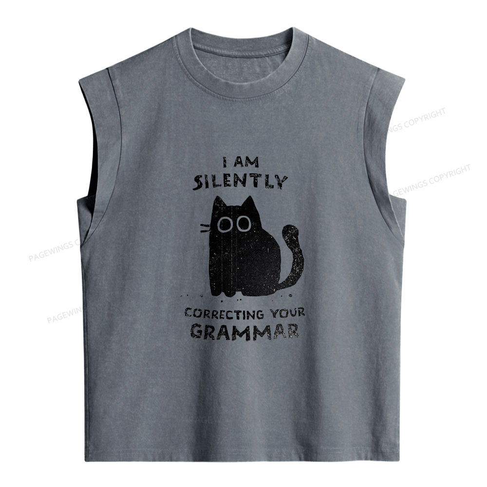 Pagewing Correcting Your Grammar Women's Washed Tank Top