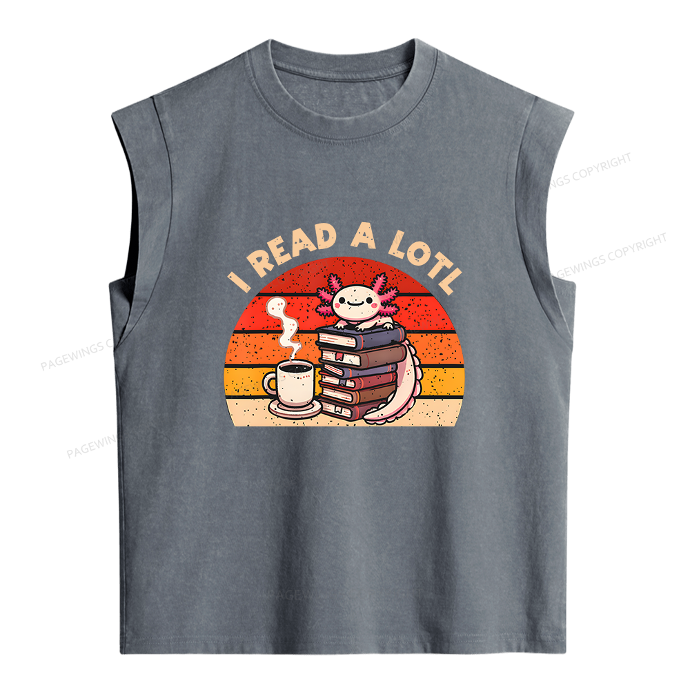 Pagewing I Read A Lotl Axolotl Reading Women's Washed Tank Top