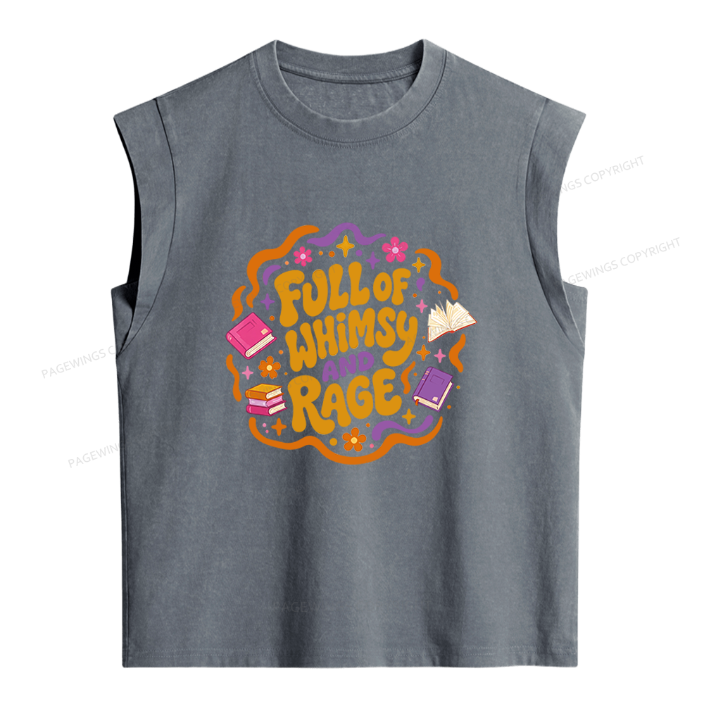 Pagewing Full Of Whimsy And Rage Women's Washed Tank Top