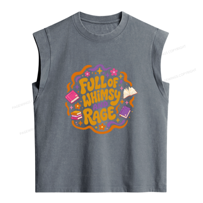 Pagewing Full Of Whimsy And Rage Women's Washed Tank Top
