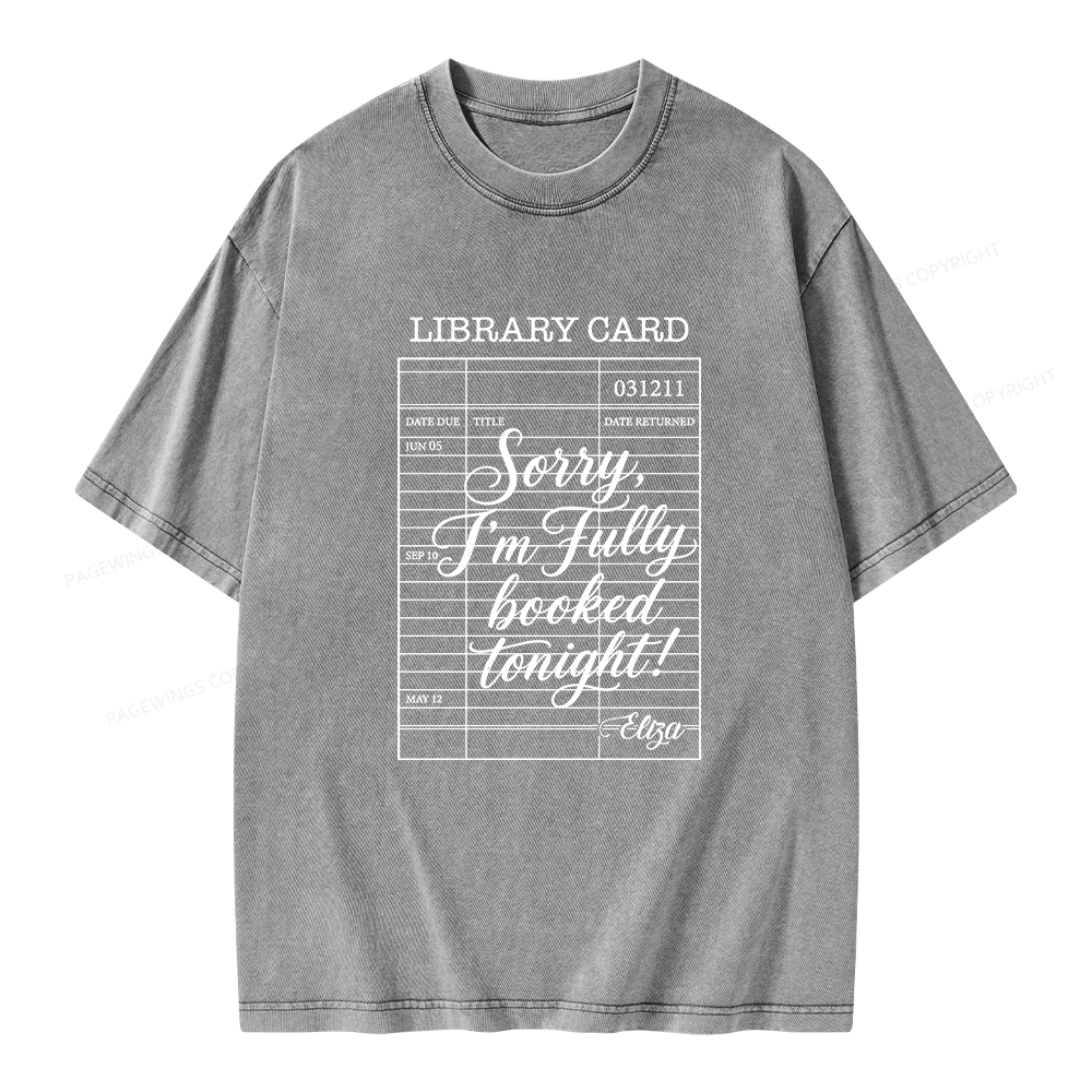 Pagewing Library Card Kindle Unisex Washed T-shirt