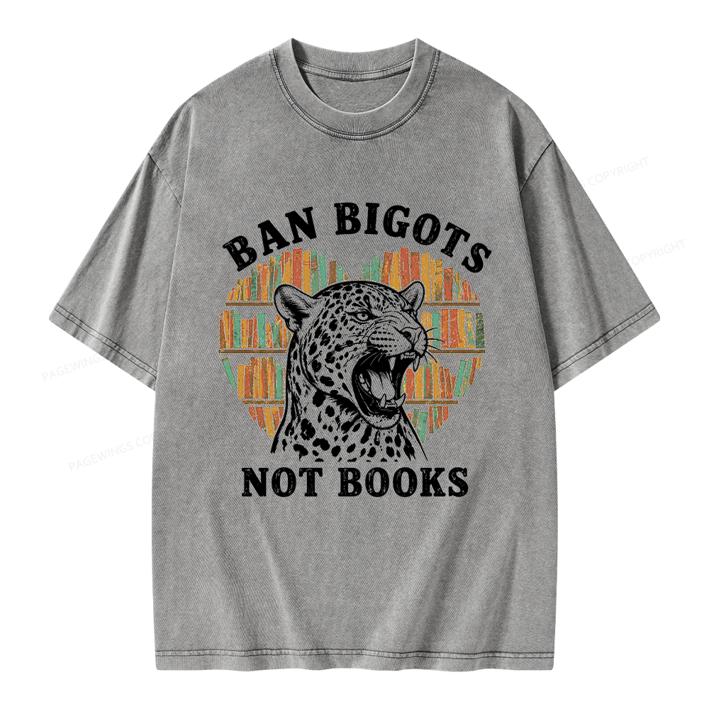 Pagewing Ban Bigots Not Books Unisex Washed T-shirt