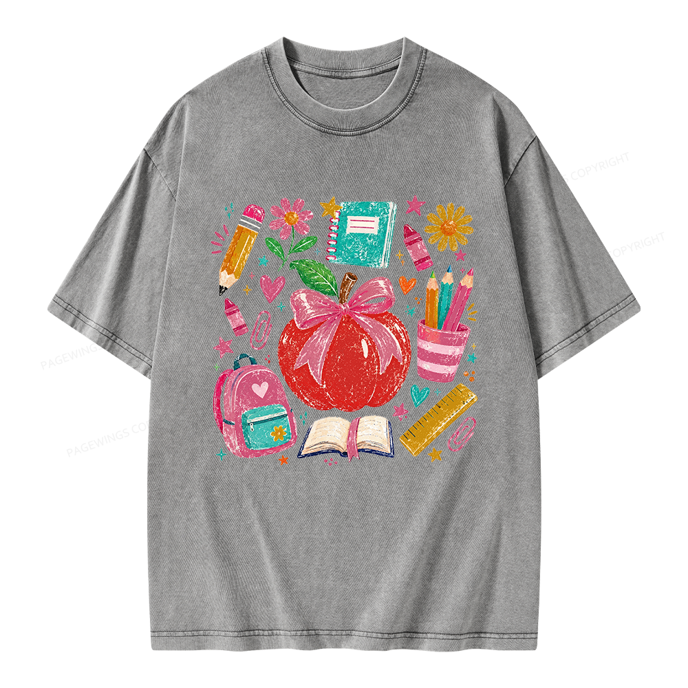 Pagewing Trendy Back to School Unisex Washed T-shirt
