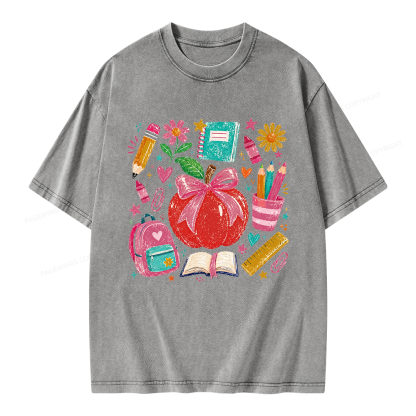 Pagewing Trendy Back to School Unisex Washed T-shirt
