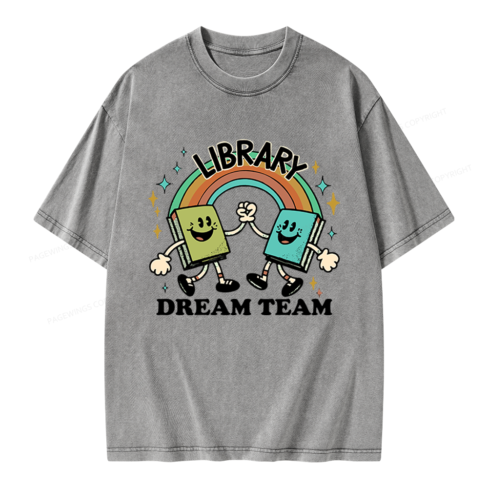 Pagewings Library Dream Team Funny Unisex Washed T-shirt