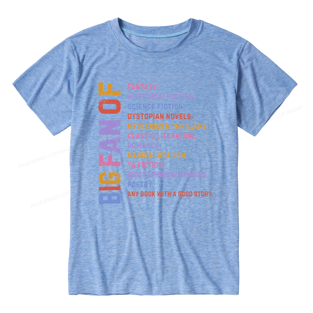 Pagewings Soft Big Fan of Books Unisex Heather T-Shirt