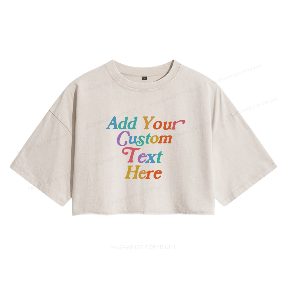 Pagewings Personalized Quotes Women's Washed Cropped T-shirt