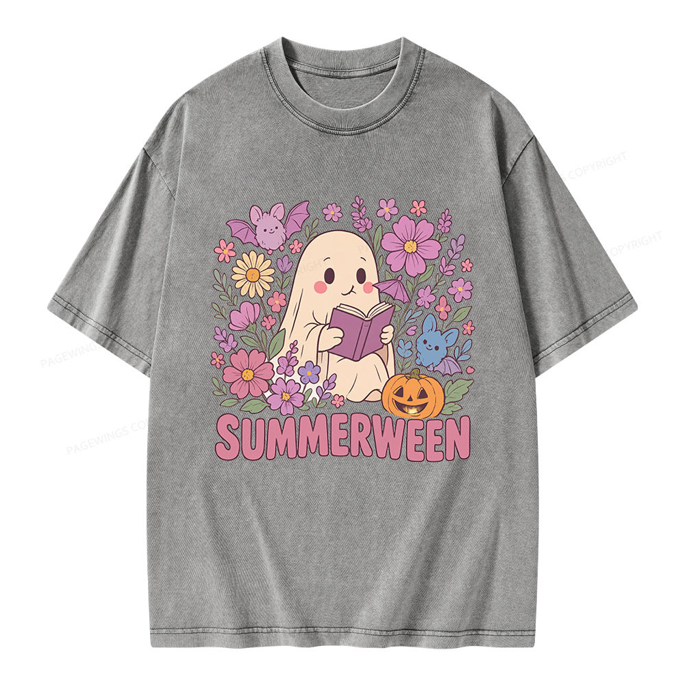Pagewing Ghost Summerween Unisex Washed T-shirt