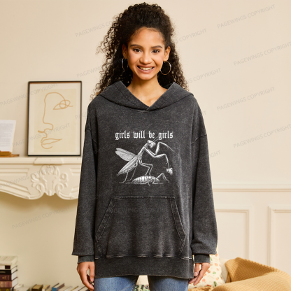 Pagewings Girls Will Be Girls Unisex Washed Hoodie
