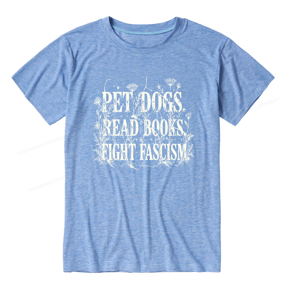Pagewings Soft Anti Fascism Book Lover Unisex Heather T-Shirt