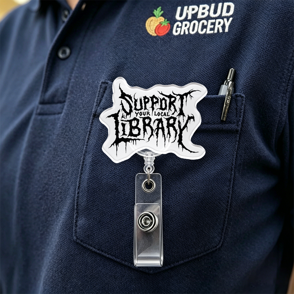 Pagewings Support Your Local Library Acrylic Badge Clip