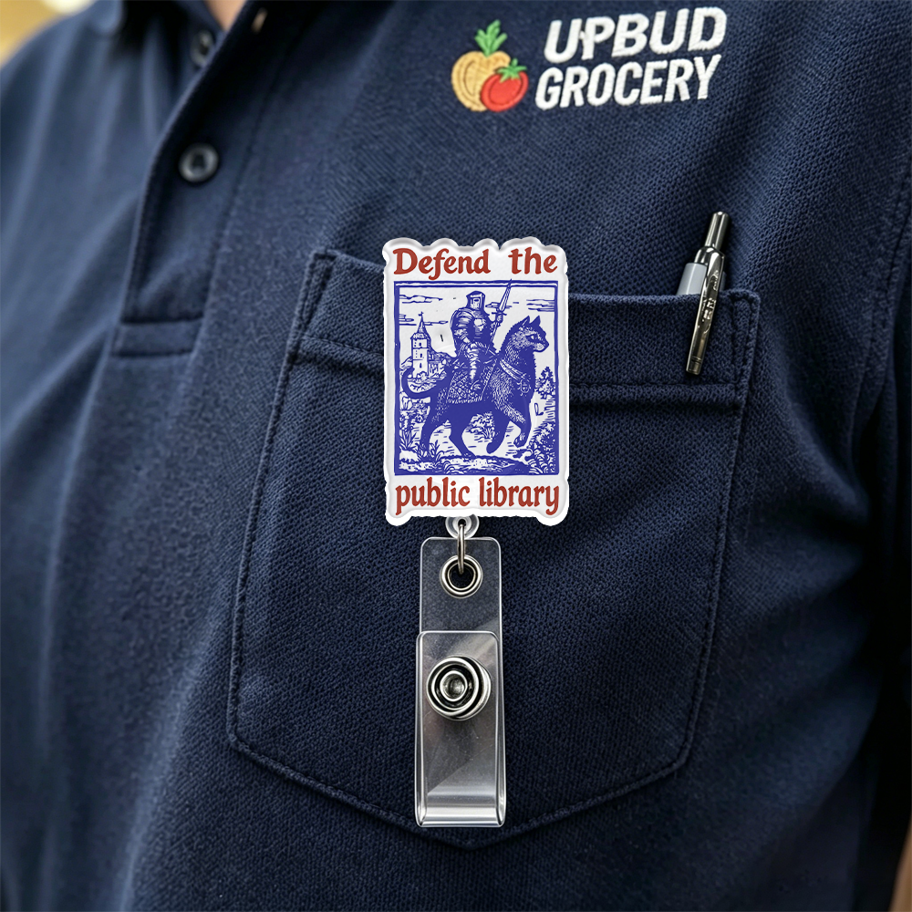 Pagewings Defend the Public Library Acrylic Badge Clip