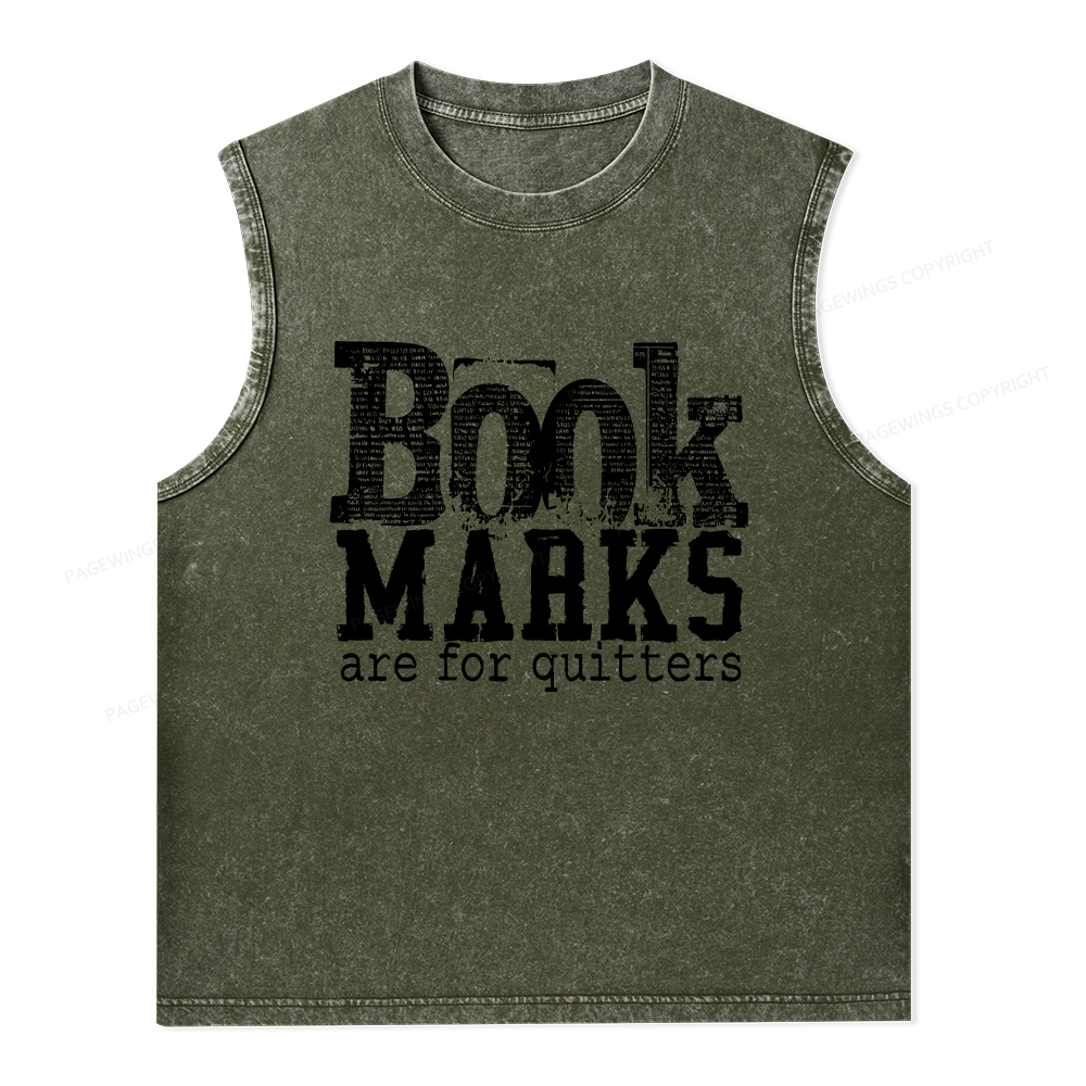 Pagewings Book Marks Are For Quitters Unisex Washed Tank Top