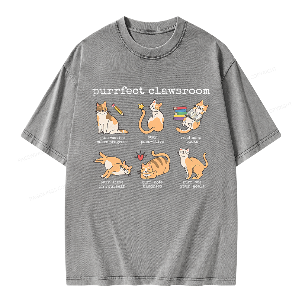Pagewing Cat Lover Unisex Washed T-shirt