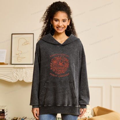 Pagewings Radicalized By Public Libraries Unisex Washed Hoodie