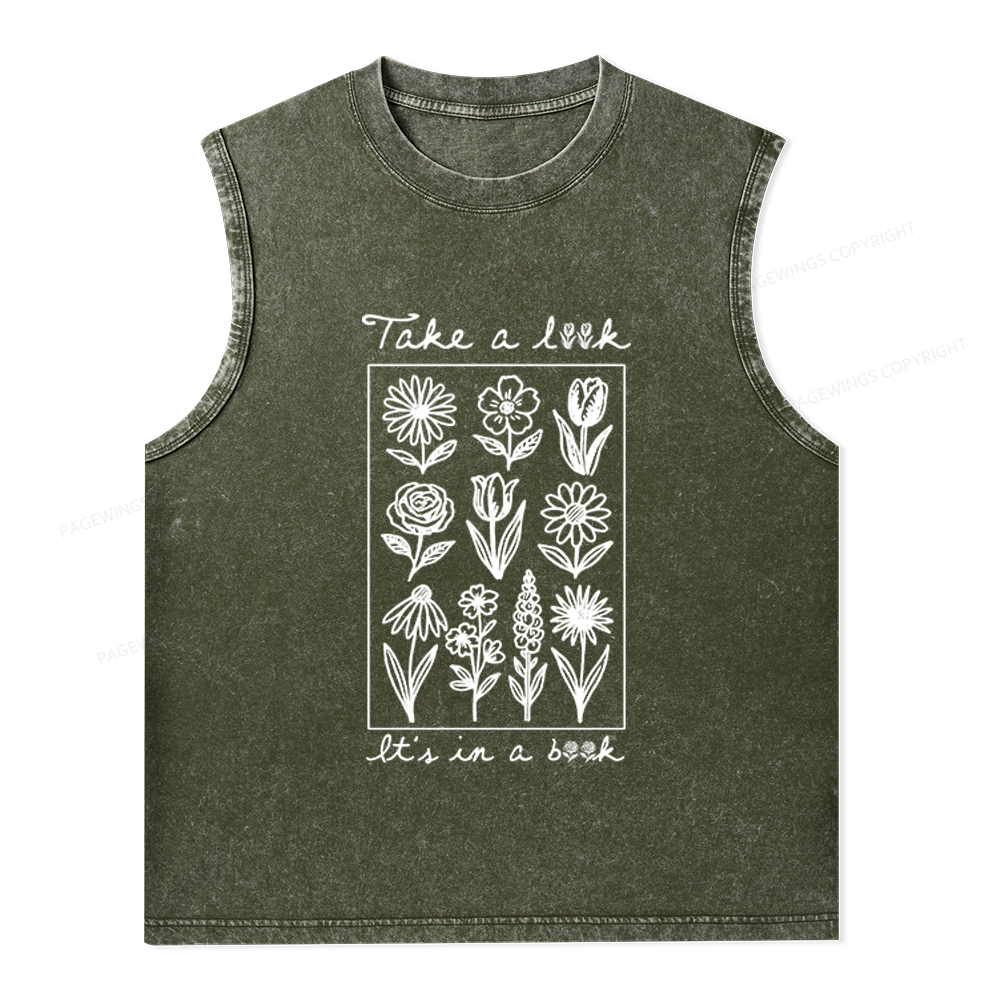Pagewings Take A Look It’s In A Book Unisex Washed Tank Top