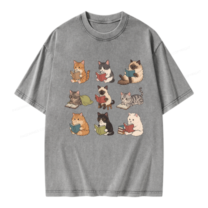 Pagewing Bookish Cat Unisex Washed T-shirt