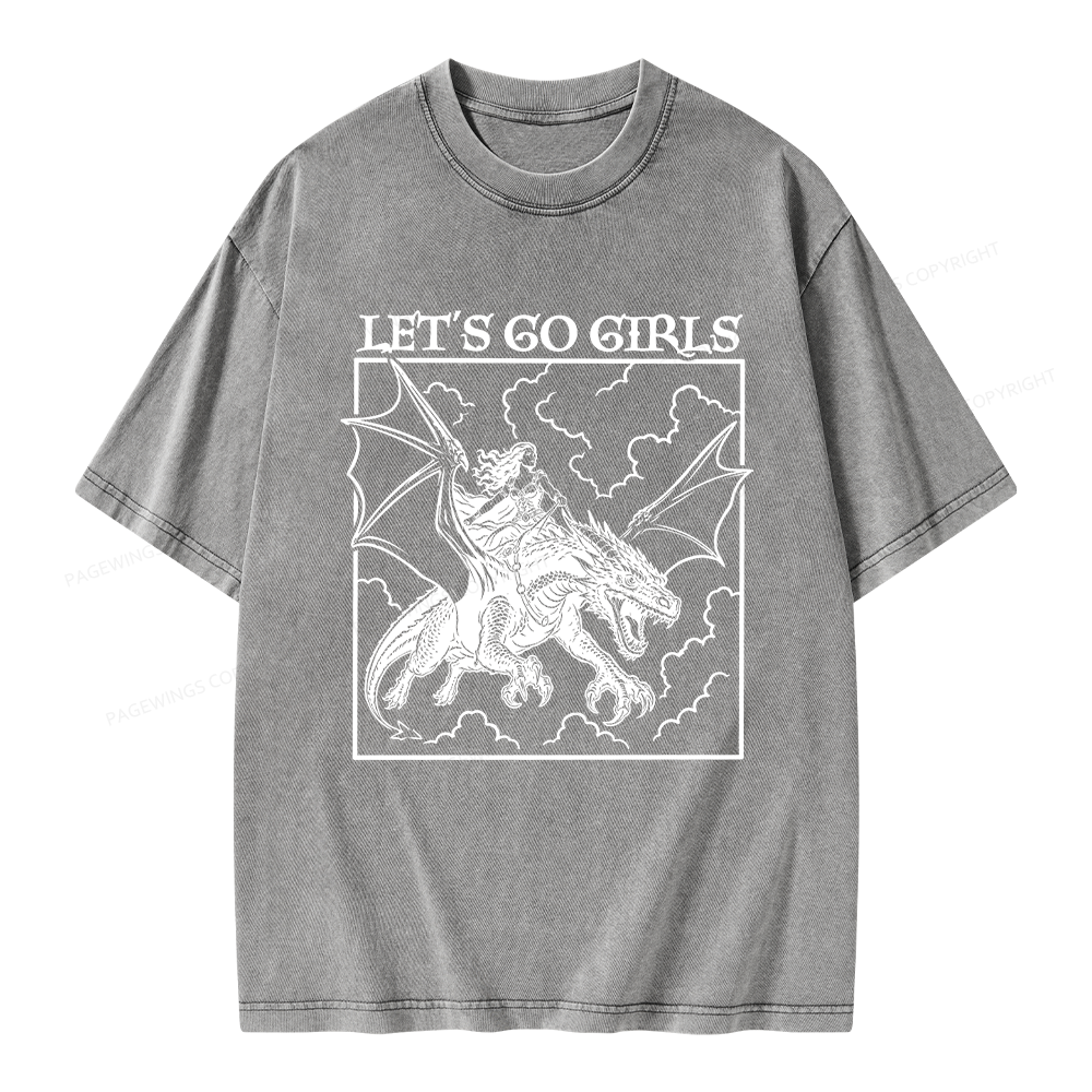 Pagewing Let's Go Girls Unisex Washed T-shirt