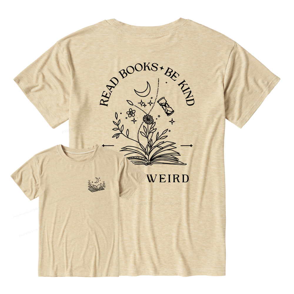 Pagewings Soft Read Books Be Kind Stay Weird Unisex Heather T-Shirt