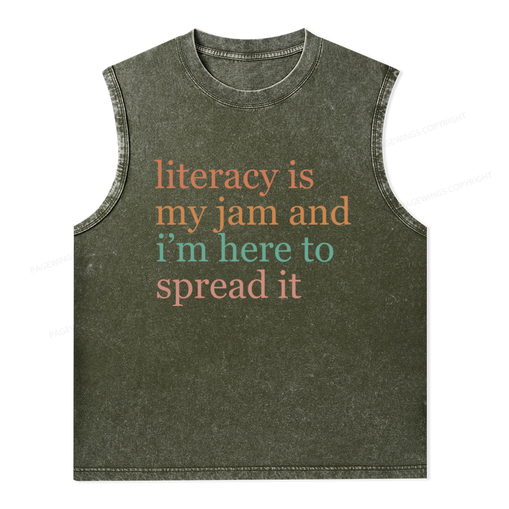Pagewings Literacy Is My Jam Unisex Washed Tank Top