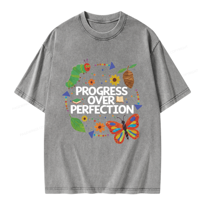 Pagewing Progress Over Perfection Unisex Washed T-shirt
