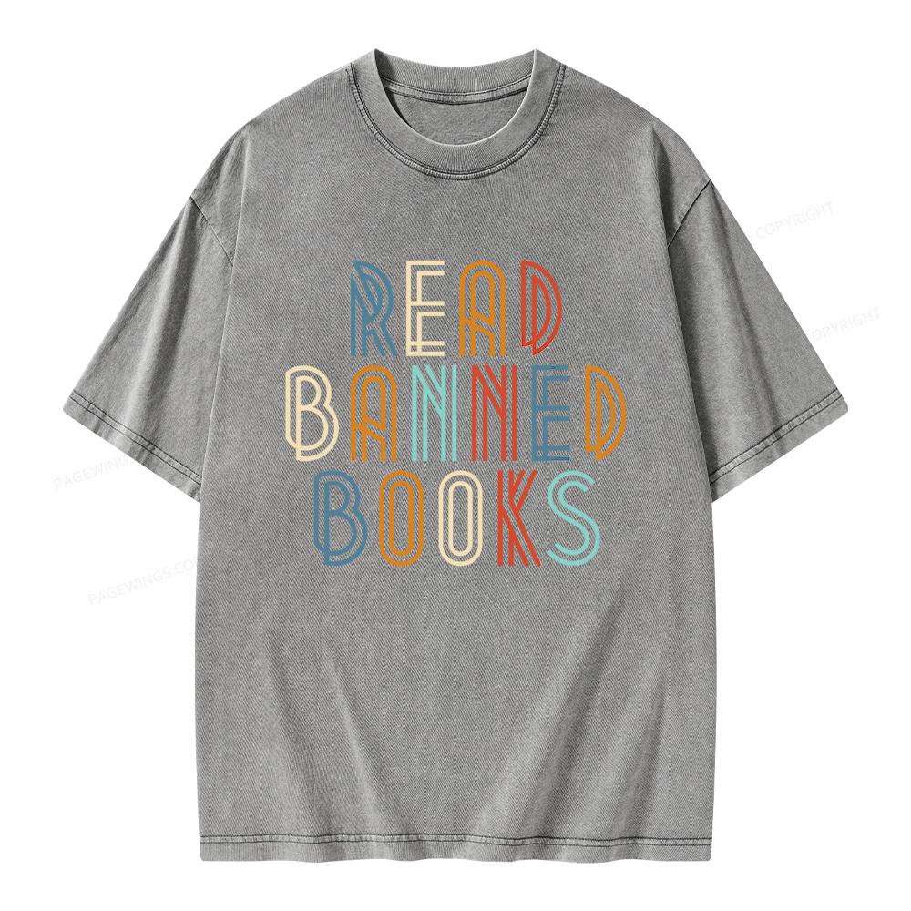 Pagewing Read Banned Books Unisex Washed T-shirt