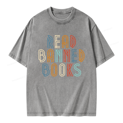Pagewing Read Banned Books Unisex Washed T-shirt