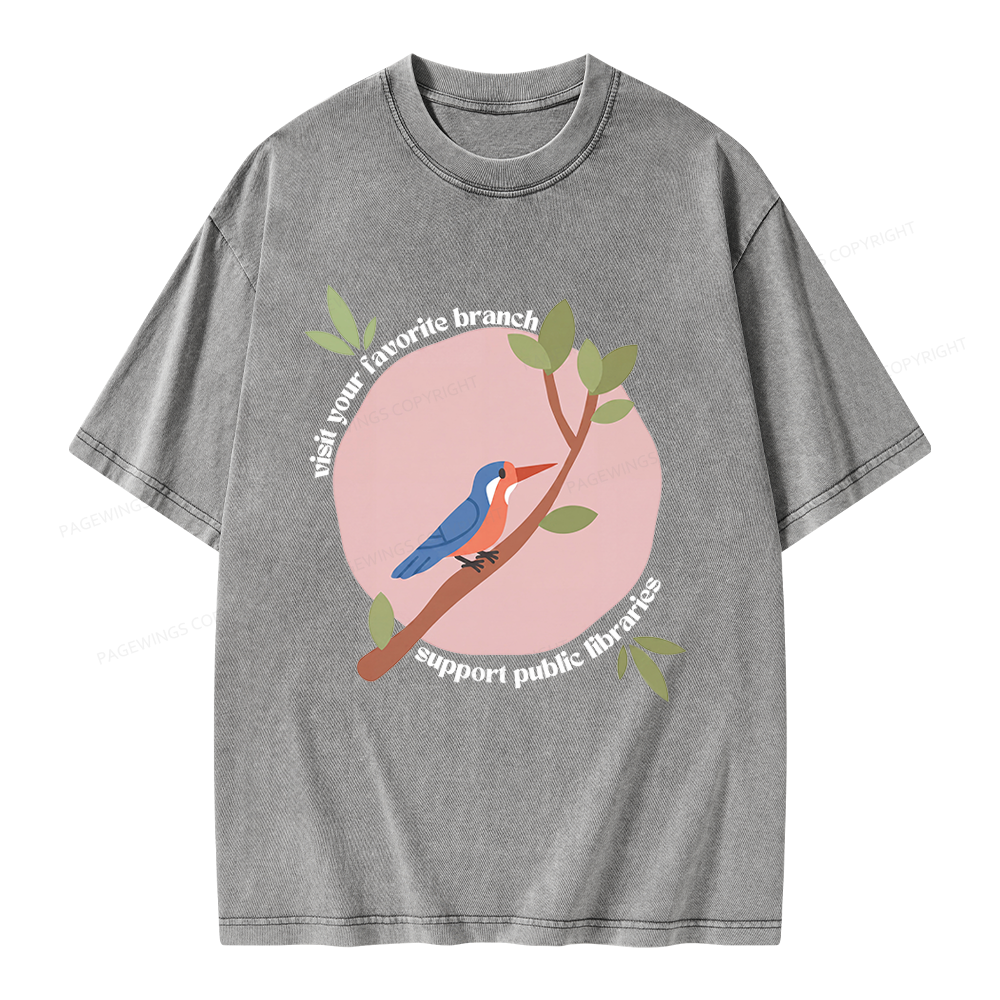 Pagewing Visit Your Favorite Branch Unisex Washed T-shirt