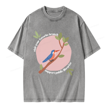 Pagewing Visit Your Favorite Branch Unisex Washed T-shirt