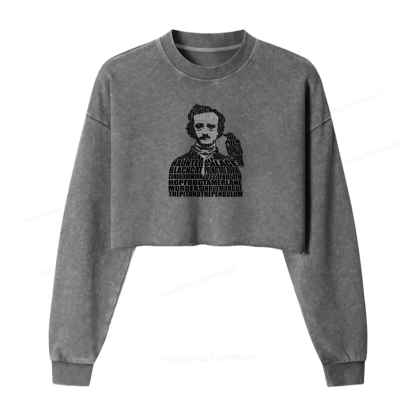Pagewings Literature Lover Washed Crop Sweatshirt