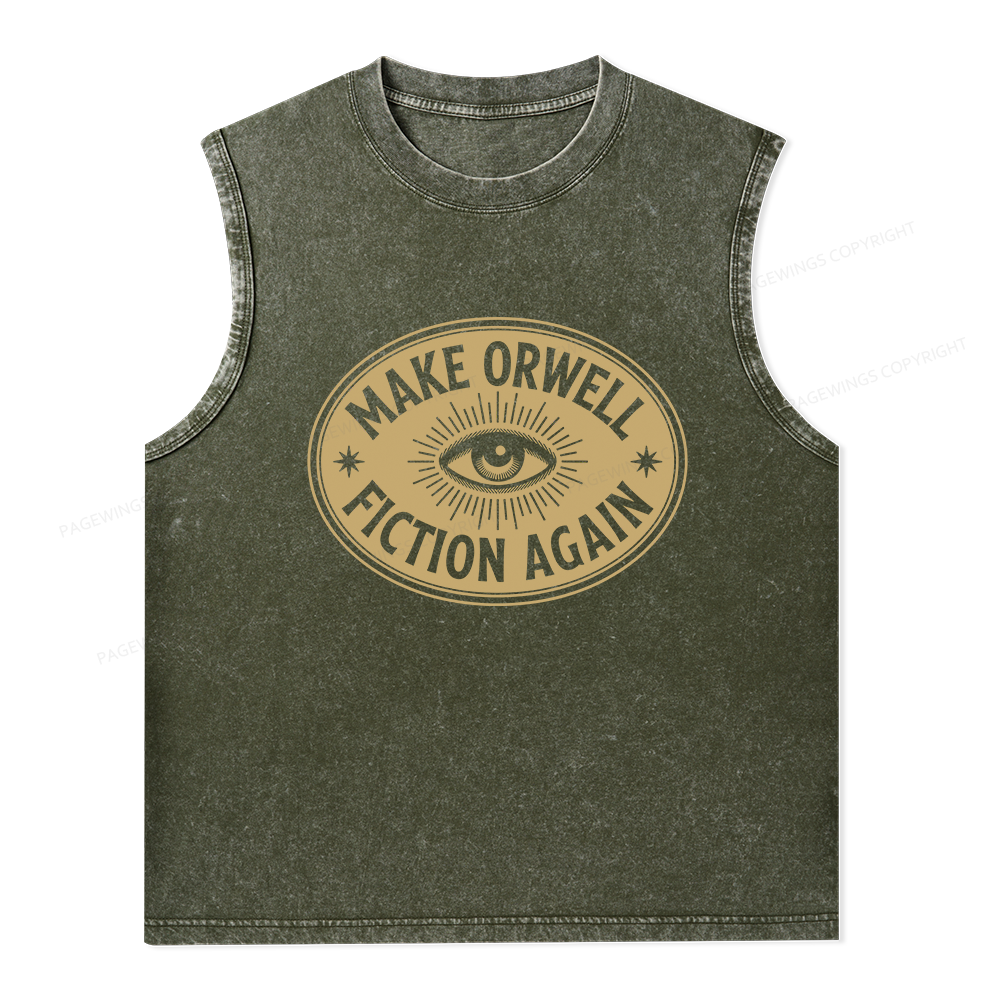 Pagewings Make Orwell Fiction Again13456 Bookish Unisex Washed Tank Top