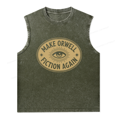 Pagewings Make Orwell Fiction Again13456 Bookish Unisex Washed Tank Top