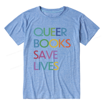 Pagewings Soft Queer Books Save Lives 11574 Bookish Unisex Heather T-Shirt
