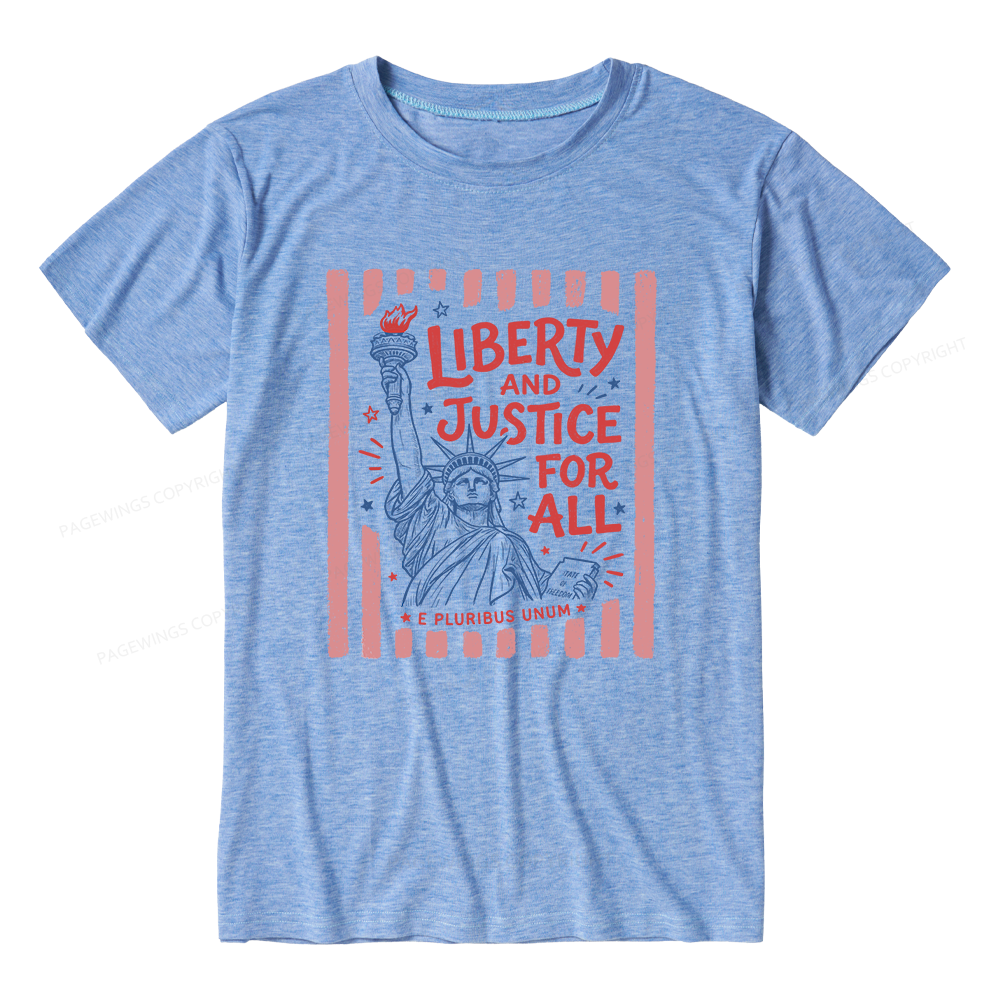 Pagewings Soft Liberty And Justice For All 15937 Bookish Unisex Heather T-Shirt