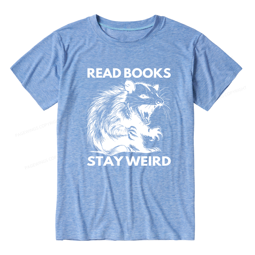 Pagewings Soft Read Books Stay Weird 11940 Bookish Unisex Heather T-Shirt