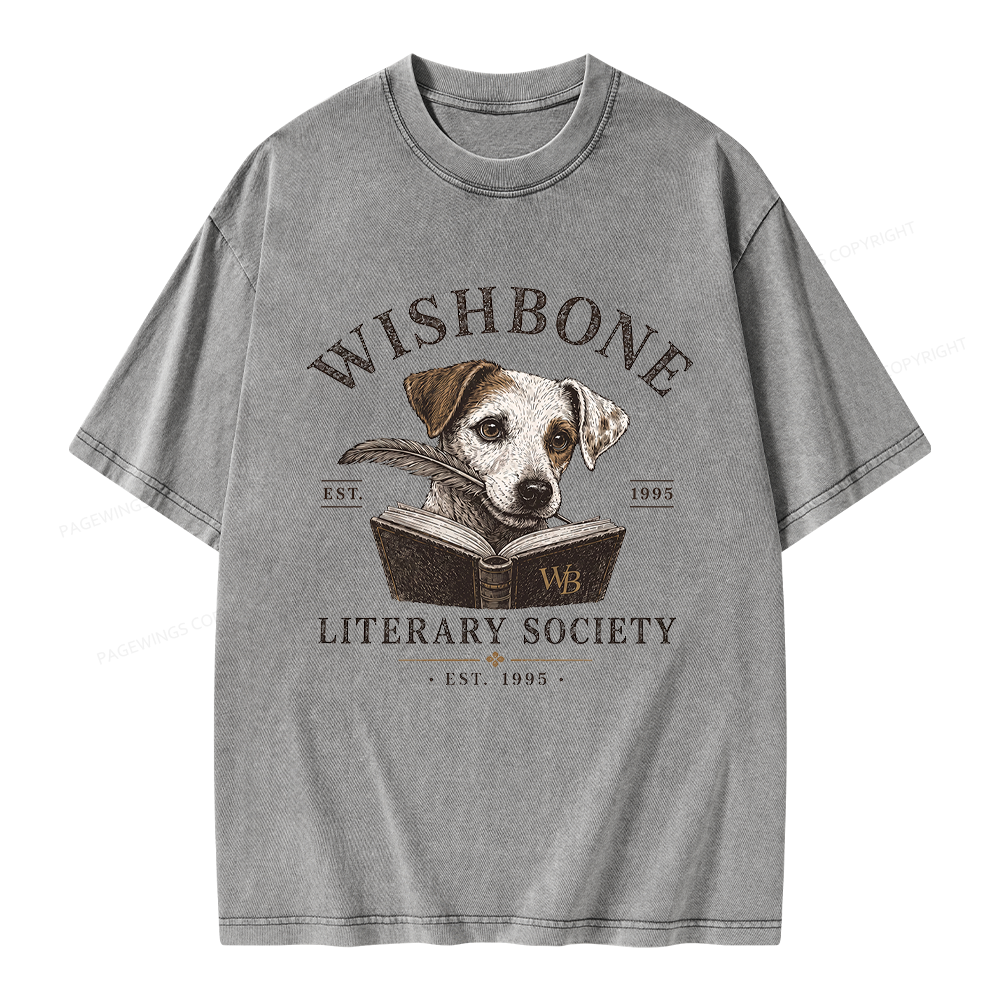 Pagewing Vintage Literary Society Unisex Washed T-shirt