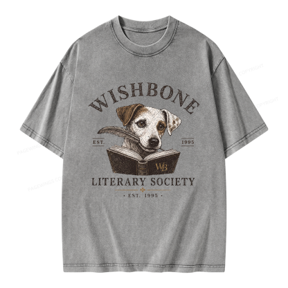 Pagewing Vintage Literary Society Unisex Washed T-shirt