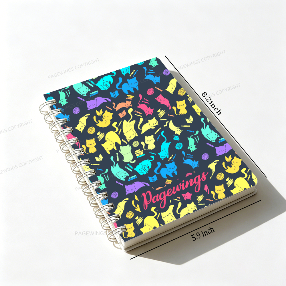 Pagewings Personalized Name Cat Spiral Notebook