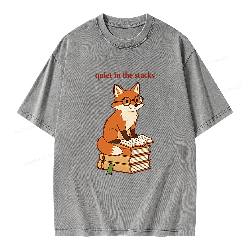 Pagewings Quiet In The Stacks Unisex Washed T-shirt