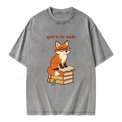 Pagewings Quiet In The Stacks Unisex Washed T-shirt