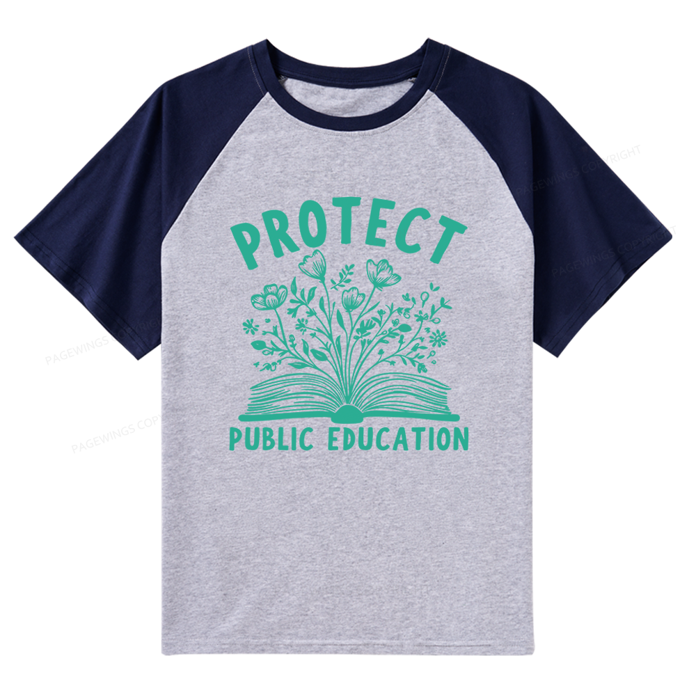 Pagewings Protect Public Education 15808 Bookish Raglan T-shirt