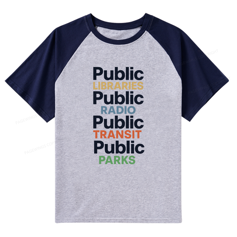 Pagewings Public Libraries 15687 Bookish Raglan T-shirt