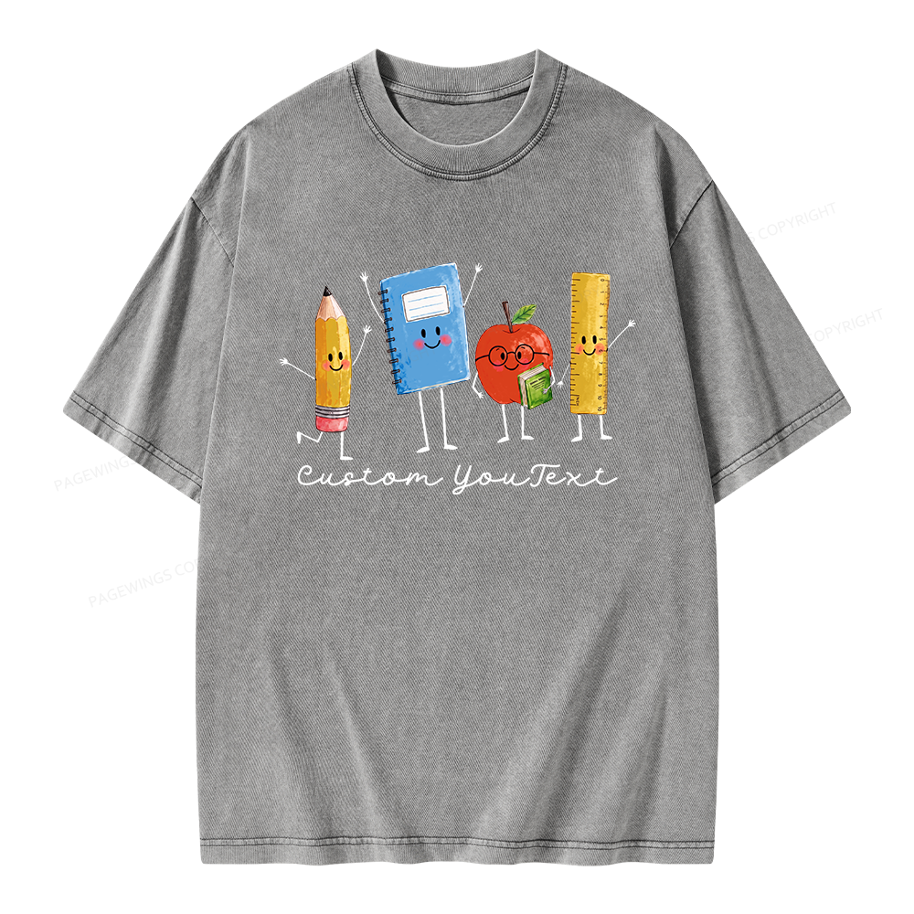 Pagewing Personalized Back to School Unisex Washed T-shirt