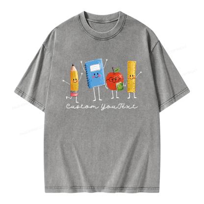 Pagewing Personalized Back to School Unisex Washed T-shirt