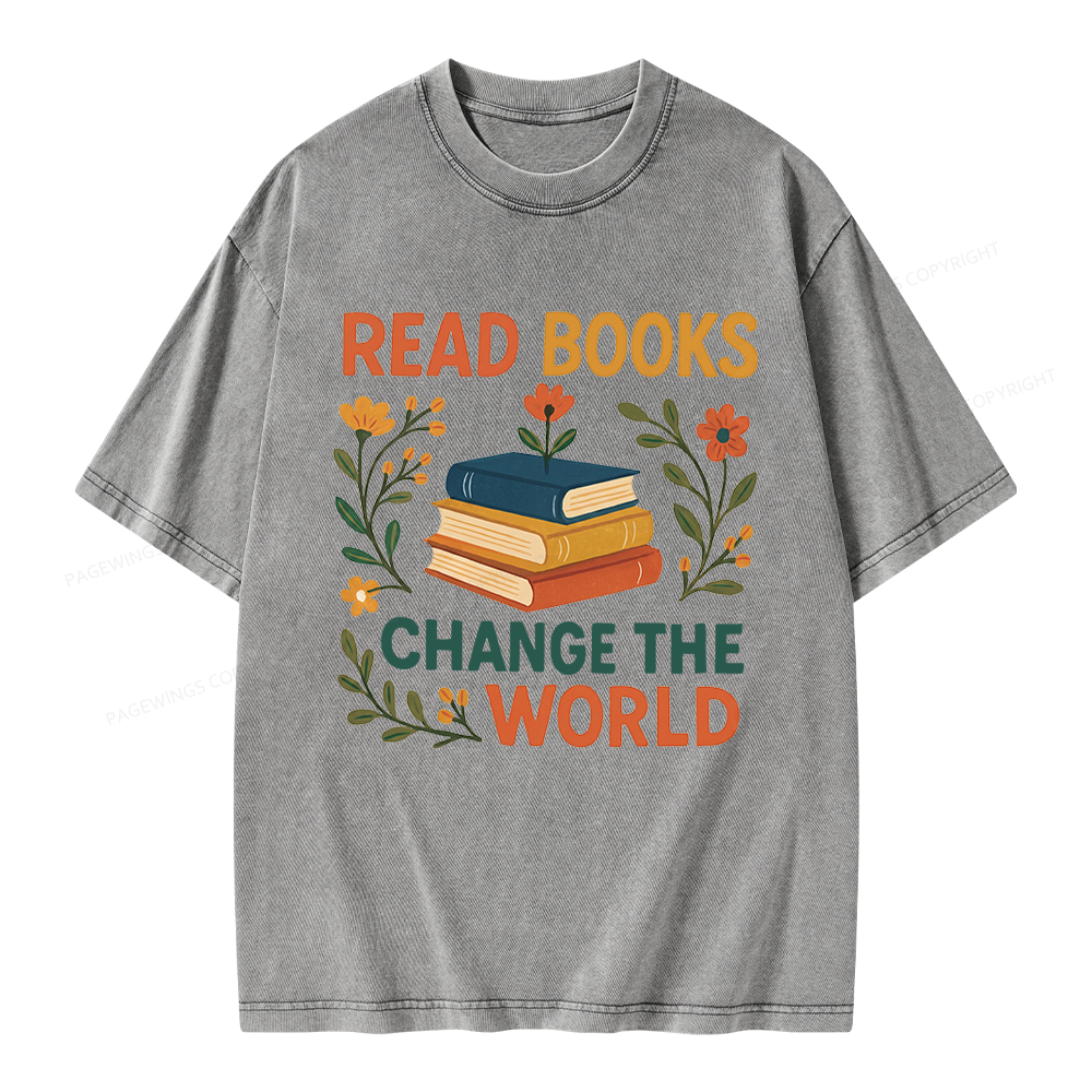 Pagewing Read Books Change the World Unisex Washed T-shirt