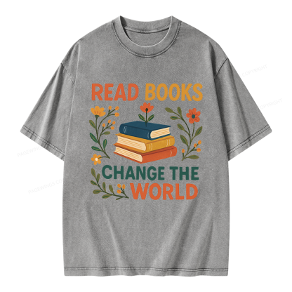 Pagewing Read Books Change the World Unisex Washed T-shirt