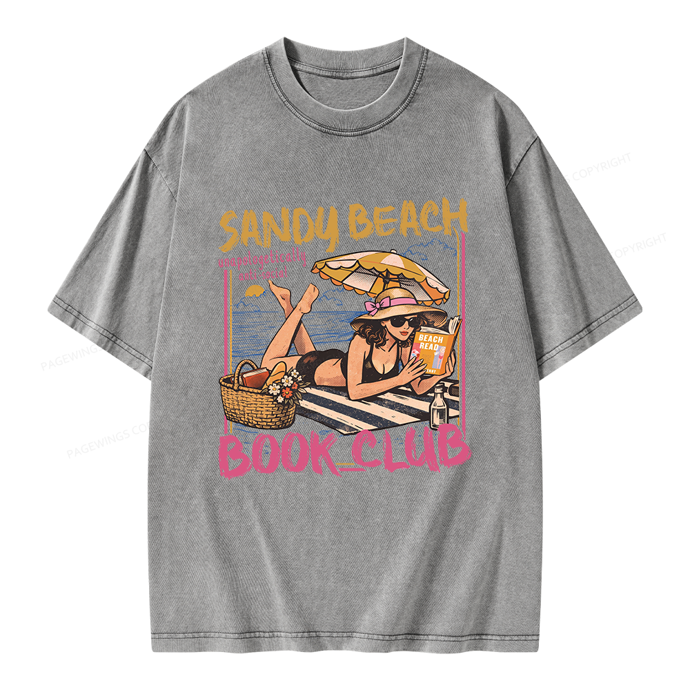 Pagewing Sandy Beach Book Club Unisex Washed T-shirt