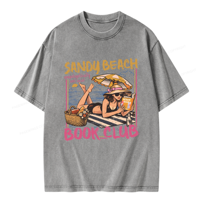 Pagewing Sandy Beach Book Club Unisex Washed T-shirt