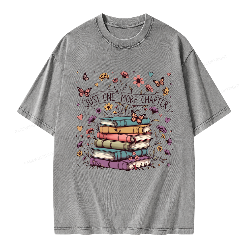 Pagewing Floral Books Unisex Washed T-shirt